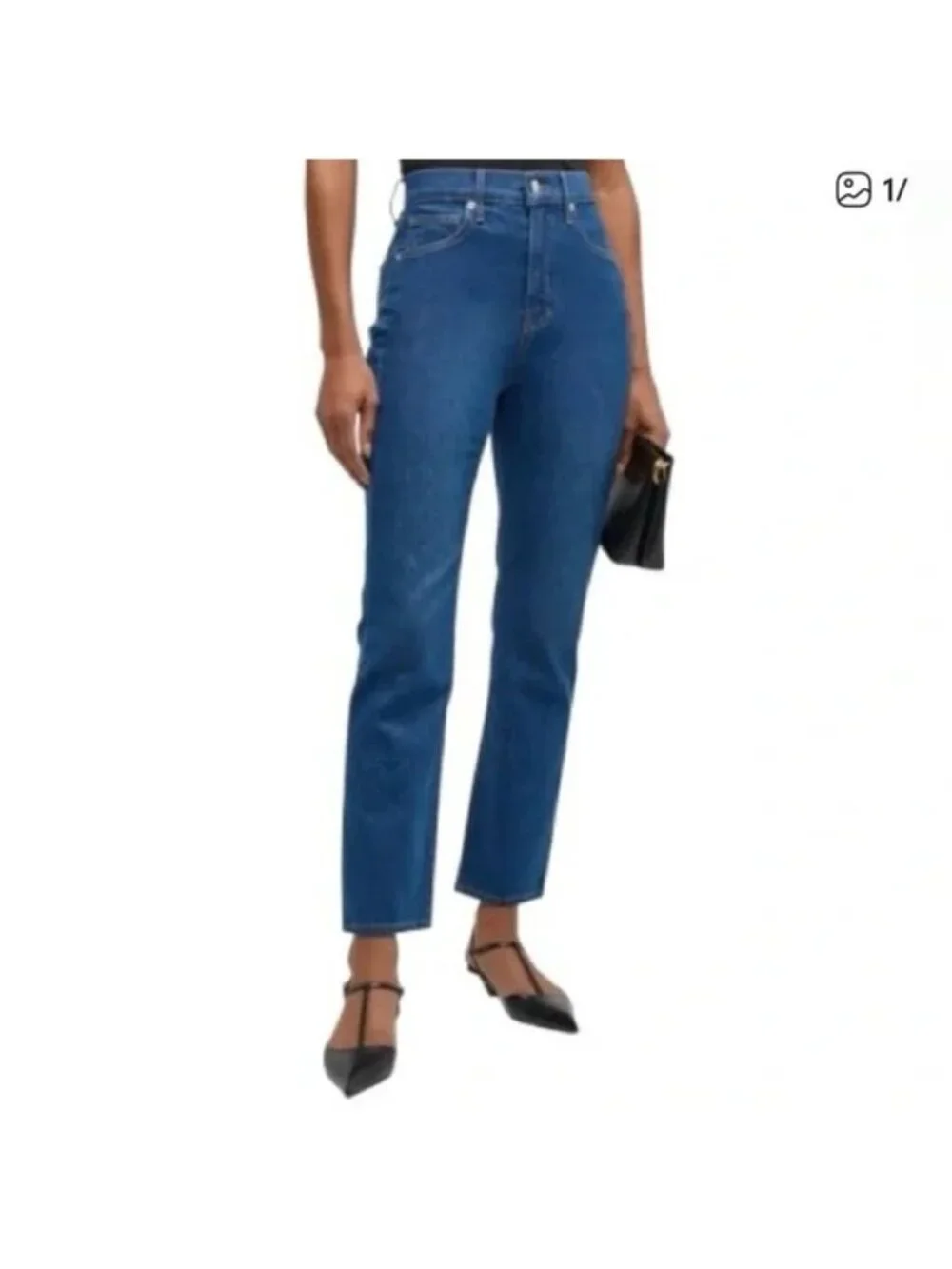 Veronica Beard Alenah Slim Straight High Rise Crop Jeans in Rodeo Wash Size 31